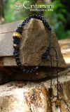 Pulseira da Amizade com Mantra da Compaixão Gravado em Olho de Tigre - Macramê - Fio Preto - Image 3