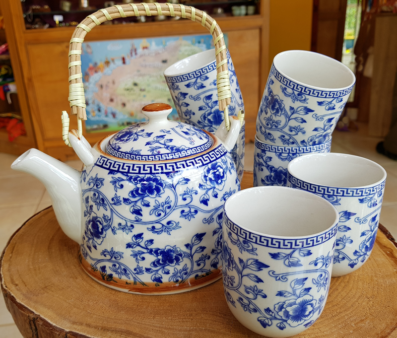 Jogo de Chá Porcelana Azul - Donna Coisinha Decor